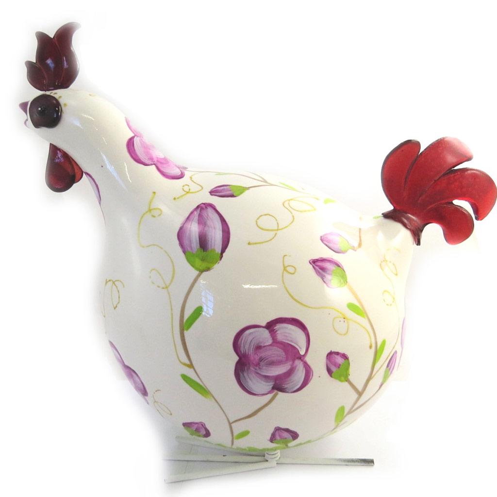 Les Trésors De Lily [M9051] – Figur „Coq Cocorico“ aus violettem Elfenbein – 30 cm