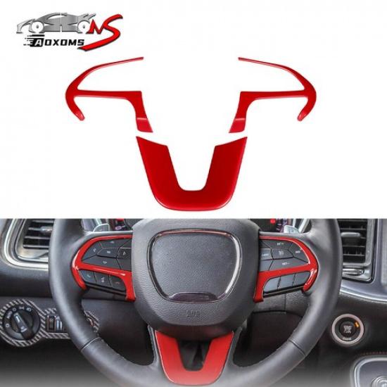 Red Steering Wheel Moulding Cover Trim Decor for Dodge Challenger Charger 15+