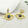 Türkei Böser Blauer Auge Creolen für Damen Edelstahl Goldfarbe Glücksbringer Griechische Augen Ohrring Türkischer Schmuck E1138S02