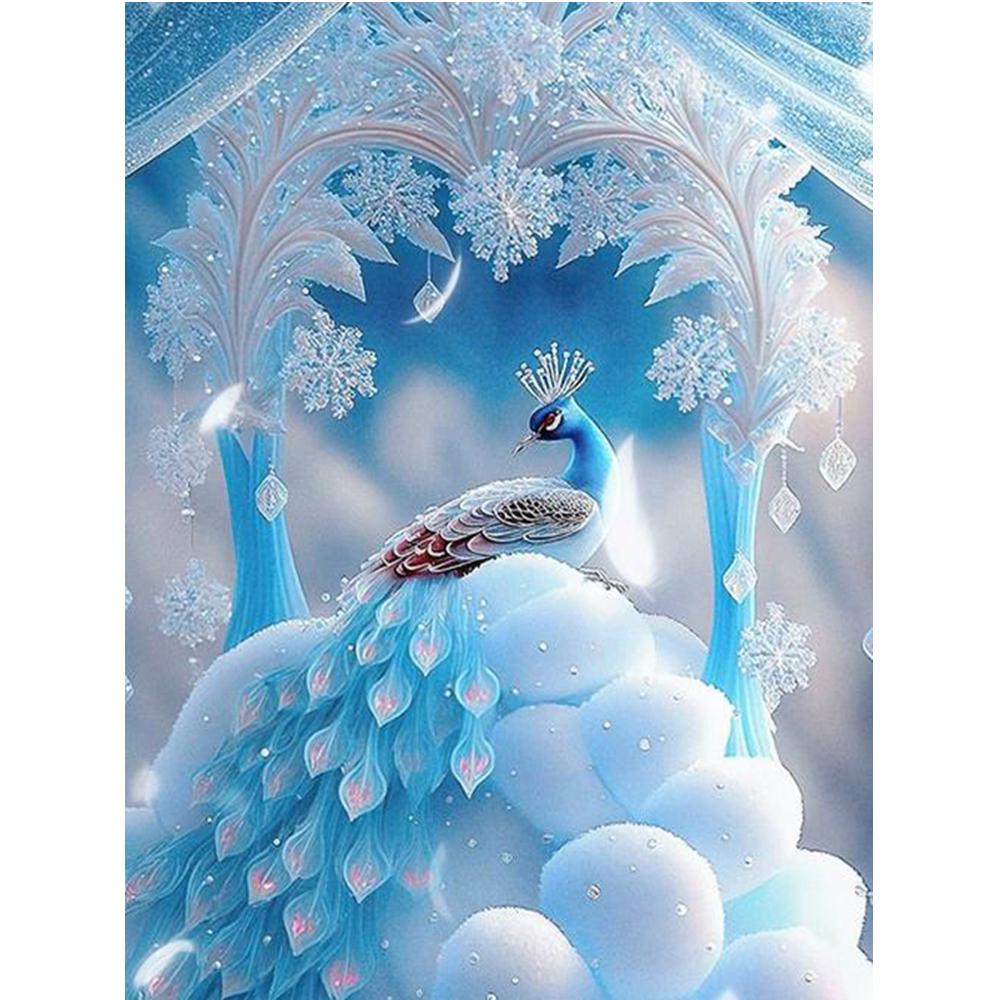 New Collection 2024 Dream Blue Peacock Diamond Painting Mosaic Cross Stitch Embroidery Animals Pictures Home Decoration J3961