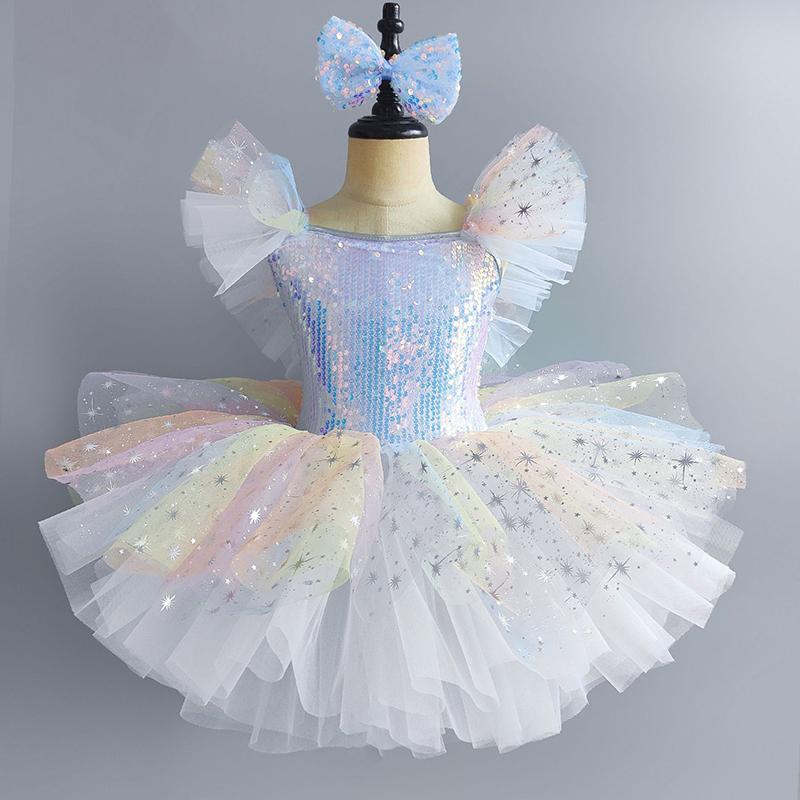 Różowa Sukienka Tutu Baletowa Spódnica do Tańca dla Dziewczynki Spódnica Baletowa Baletowa Niebieska Długa Księżniczka Fioletowa Żółta
