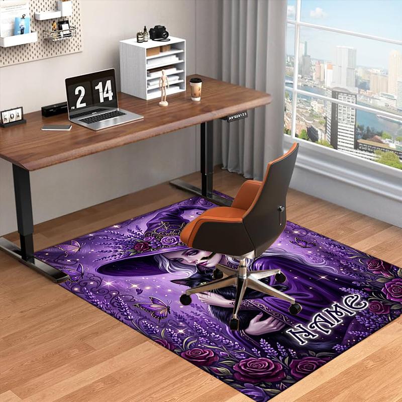 1PC Custom Name Witchcraft Lavender Magic Theme Floor Mat Ideal for Living Room, Game Rooms, Office, Bedroom, Office Floor Mat , Floor Mats for Home