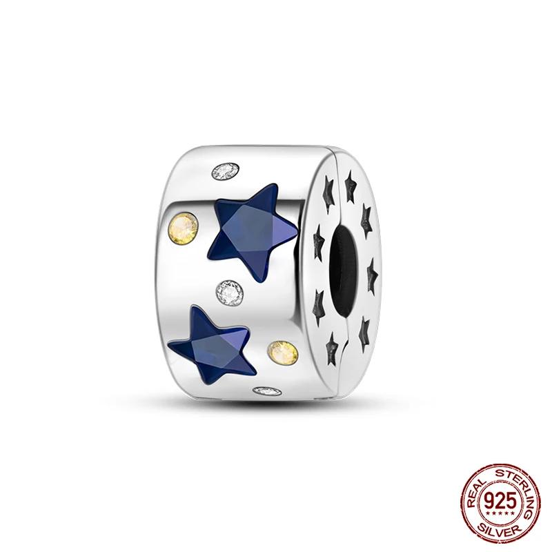 Fashion Copper Sparkling Zircon Star Moon Series Charms Beads Fit Qikaola Original Bracelets Diy Birthday Jewelry