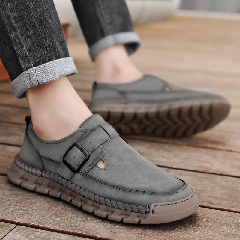 Four Seasons Men's Large Size Spring and Autumn Doudou Shoes Casual Shoes Trendy Fashion Flat Bottom Sleeve One Pedal British Driving Shoes