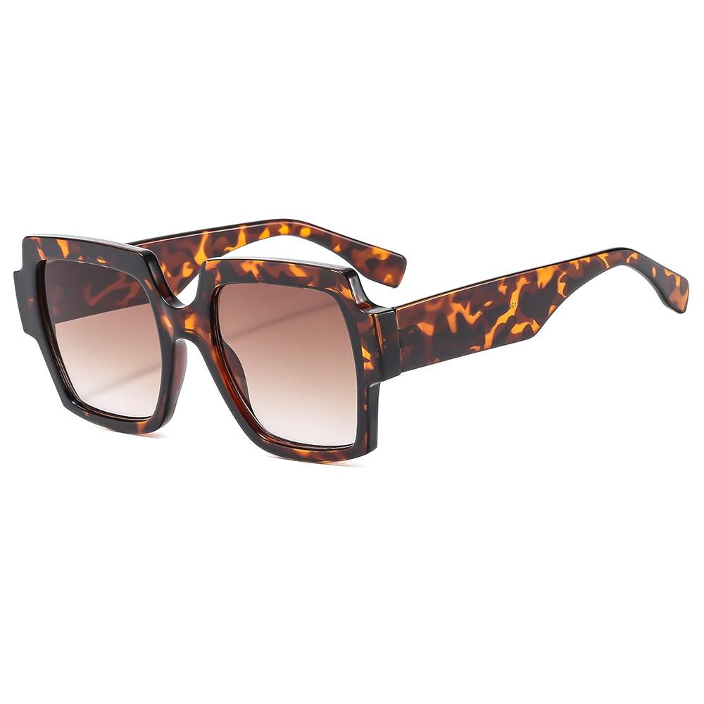 Retro Leopard Print Color Contrast Irregular Square Women Sunglasses Luxury Brand Design Big Frame Men Sun Glasses Uv400