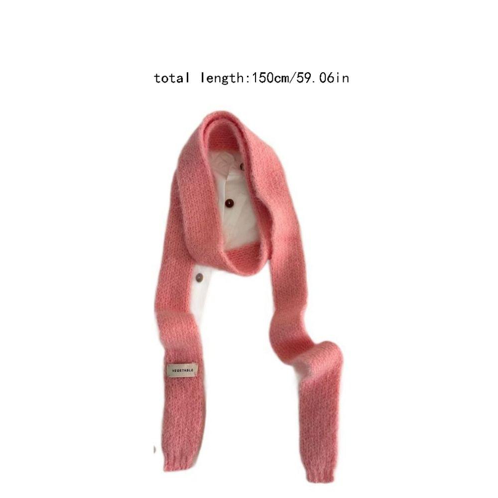 Korean Style Y2K Thin Scarf Rainbow Color Soft Long Narrow Scarves Neck Warmer Neckerchief Harajuku Knitted Scarf Autumn