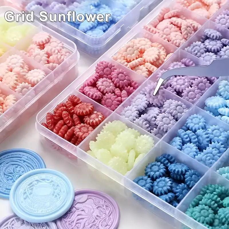 180Pcs Box Sealing Wax Beads, 10 Grids Cat's Paw, Cherry Blossom, Star Shape Sealing Wax Pellets for Wax Seal Stamp