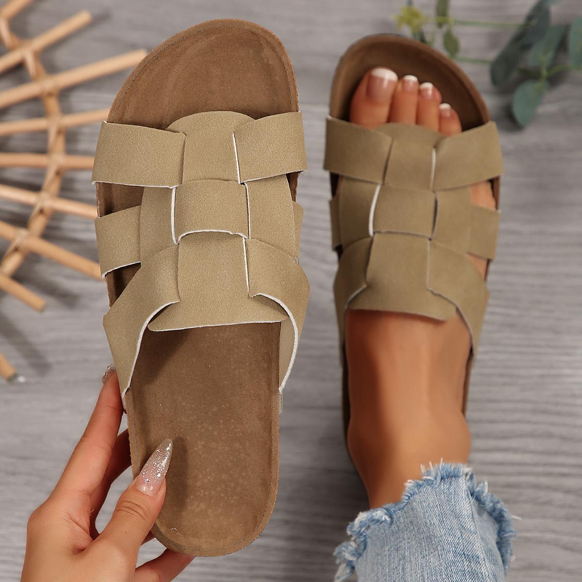 

Fashion New Women Slip-On Slippers Flat Outdoor Casual Large Size Shoes Lightweight Daily Sandals Elegant Platform Slippers Slides Women 37 хаки