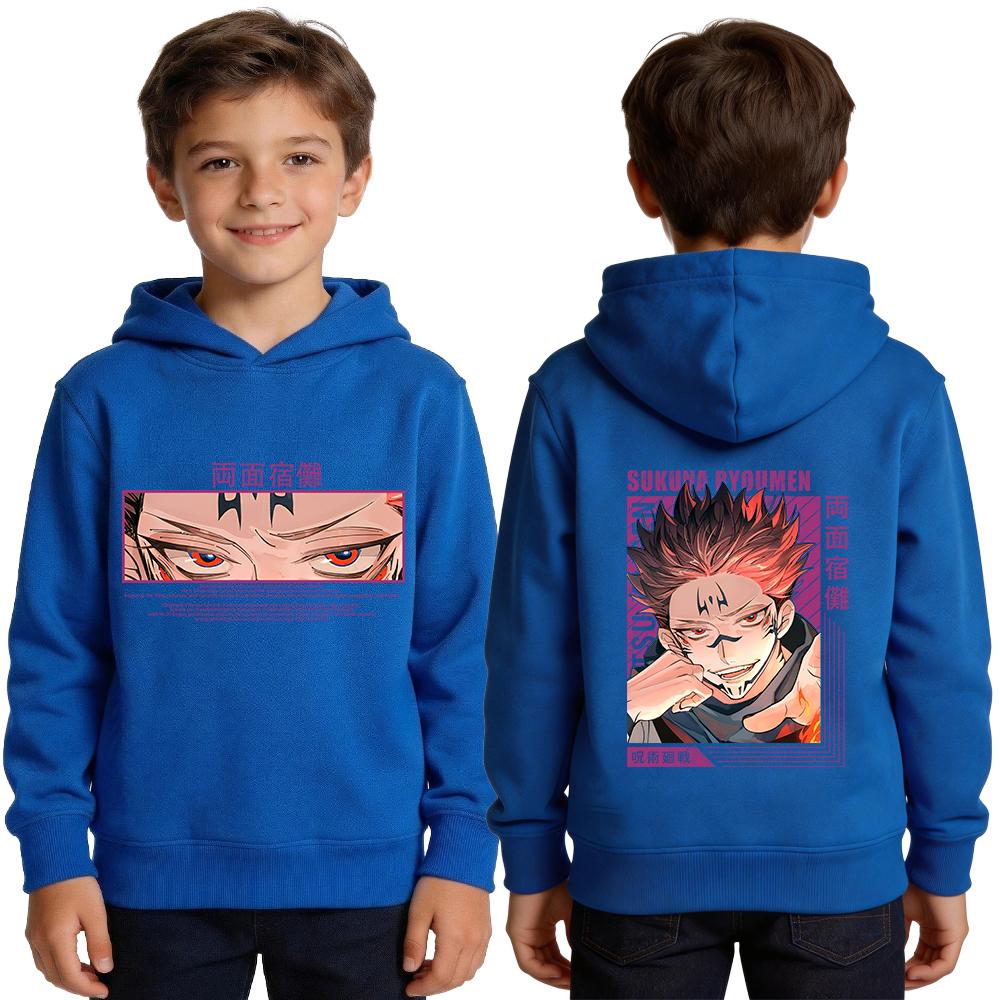 Jujutsu Kaisen Ryomen Sukuna Anime Grafik Hoodie Pullover für Jungen Gedrucktes Langarm Jungen-Sweatshirt Lässiges Streetwear Oberteil