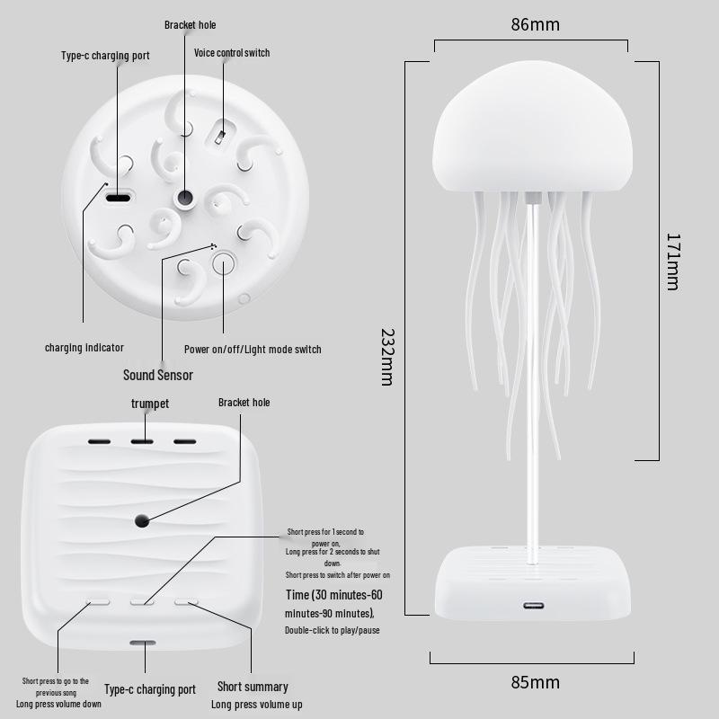 Smart Color Gradient Jellyfish Lamp with Sound Control - Dynamic Tentacle Night Light