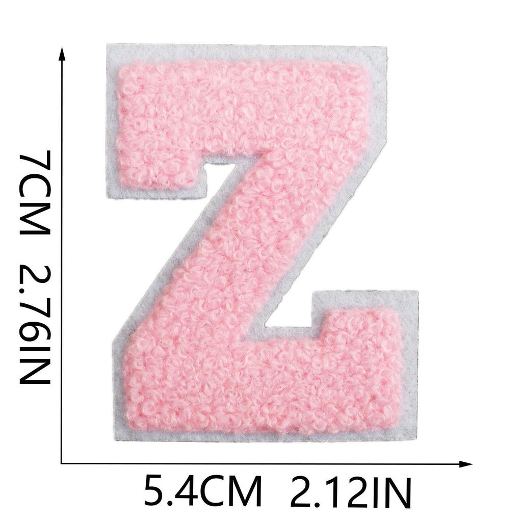 Roaring Sky A-Z Pink Chenille Embroidery Patch: 7cm Iron-on Sticker for Bags