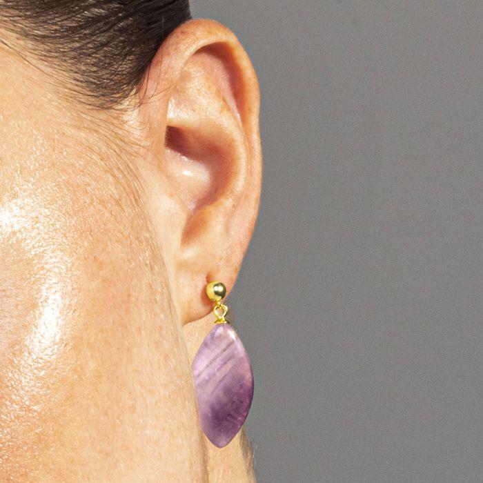 Boucles d'oreilles - LUXENTER - AYOM - Argent 925 - Plaqué or jaune 18 carats - Améthyste