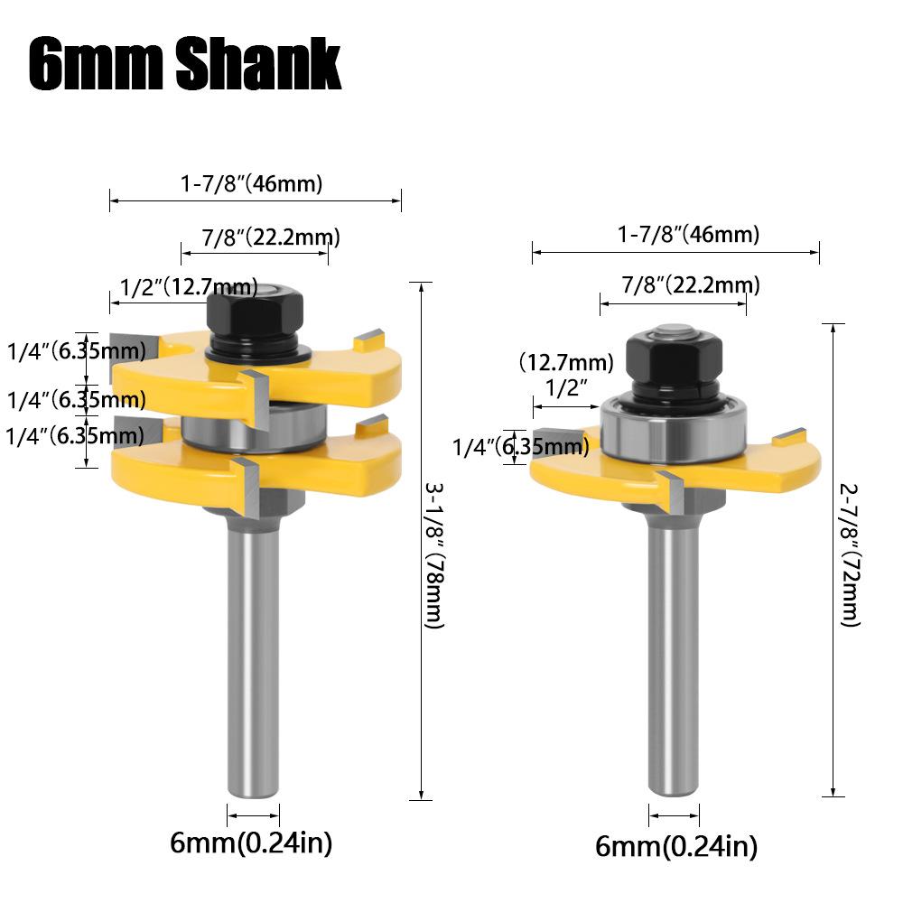 Special 2-piece Woodworking Milling Cutter Set, Puzzle Cutter Floor Cutter Woodworking Cutter 2-piece Set Mortise Cutter