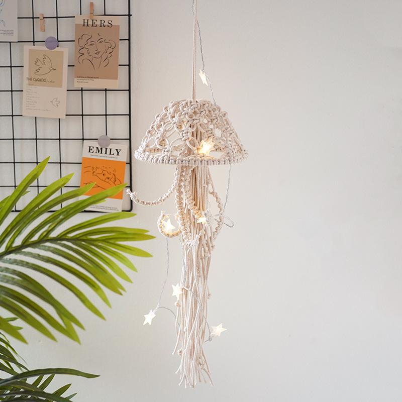 Nordic Handmade Cotton Rope Jellyfish Hanging Ornament for Children's Room or Bedroom