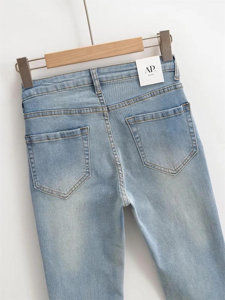 Hot Girl Low-Rise Slimming Butt-Lift Micro-Flare Slim-Fit American Style Jeans