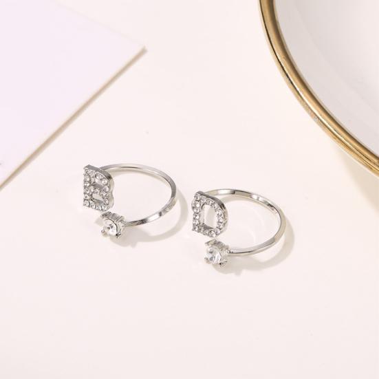 Adjustable A To Z Alphabet Open Ring Couple Wedding Band Jewelry Accessory Gift
