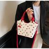 Cherry Print Square Shoulder Bag Women Fashion Faux Leather Crossbody Tote Cute Armpit Handbag
