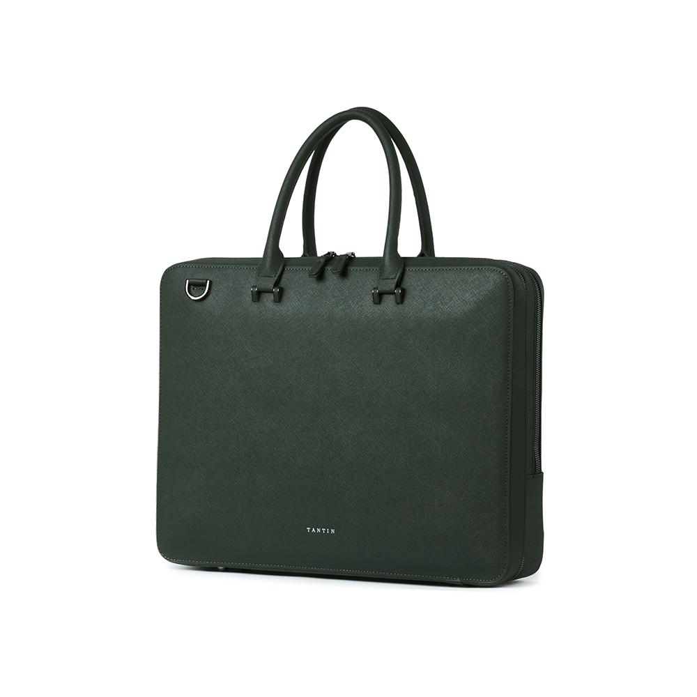 Tantin Noble Briefcase Cowhide Document Bag T13807 Green