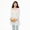 Apricot Small Fragrant Style Lace Hem Sling Vest Women's Summer New Slim-fit Pleated Sleeveless Top