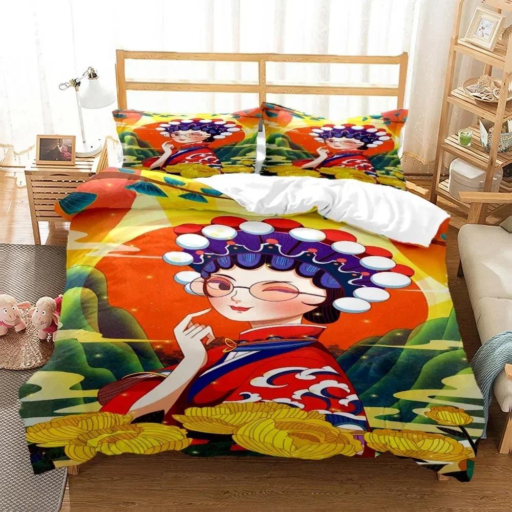 Comforter Chinese Cartoon Beijing Opera Natural Bedding Set Bedroom Soft Modern S Comefortable