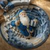 Living Room Holiday Carpet Christmas 3D Rug Illusion Area Round Decorative Optical Floor Mat Festive for Indoor Home Decoration Winter Seasonal Rug