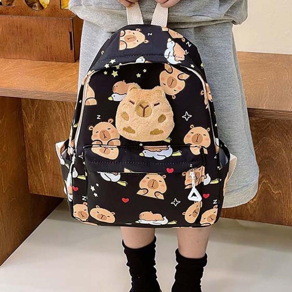 Decoration Capybara Backpack Thickened Wide Straps Cartoon Animal Daypack Multi Functional Foldable Large Capacity School Bag