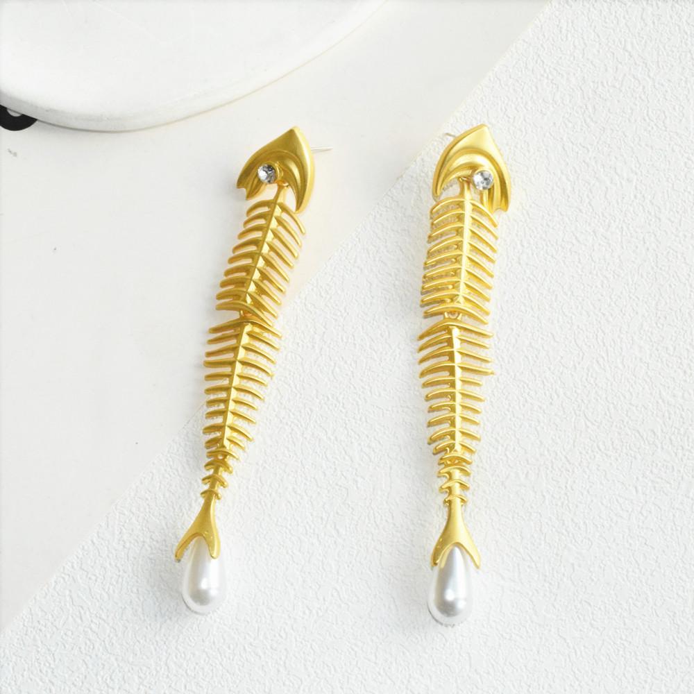 Novelty Design Alloy Big Fish Bone Pendant Choker Necklace For Women Fashion Jewelry Exaggerated Brand Show Statement Necklace