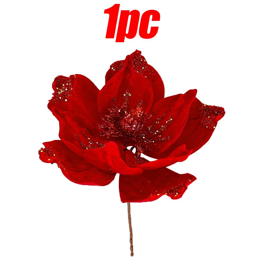 1/10 шт. Блестящие Искусственные Рождественские Цветы Цветочные Украшения для Елки DIY Красная Пуансеттия Новогодние Украшения для Дома