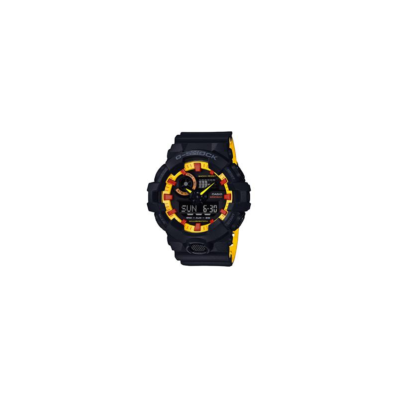 

Casio LCD/pointer dual display series, 200 meters waterproof, fashionable, quartz movement, resin strap, Japanese and Korean watch, same GA-700BY-1A чёрный