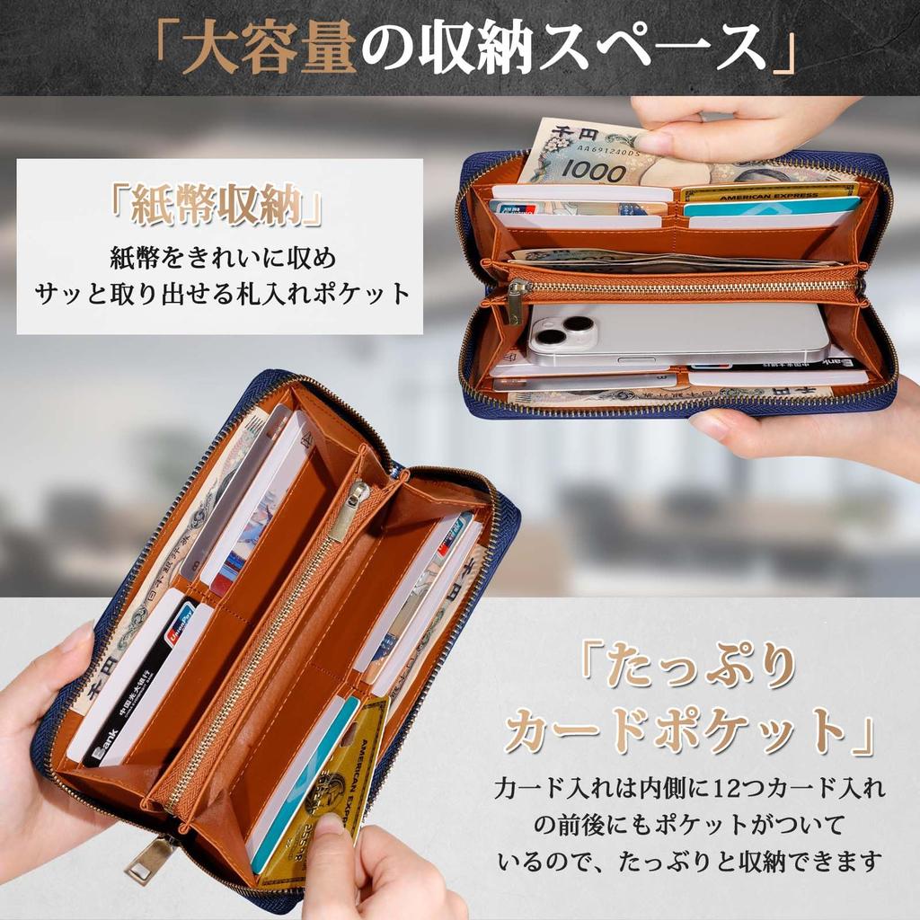 [BEENLOVE] Wallet for Men and Women, Genuine Leather, Round Zipper, Crafted by Master Artisans, Large Capacity, Comes in a Gift Box (Blue)