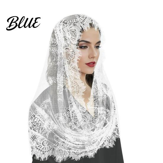 Bridal Lace Veil Church Mantilla Catholic for Wedding Western Style Headwear Halloween Costumes Vintage Eyelash Headwear Photo Prop
