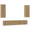 Wandmontiertes TV-Schrank-Set 5 Teile Handwerker Eiche Holzwerkstoff