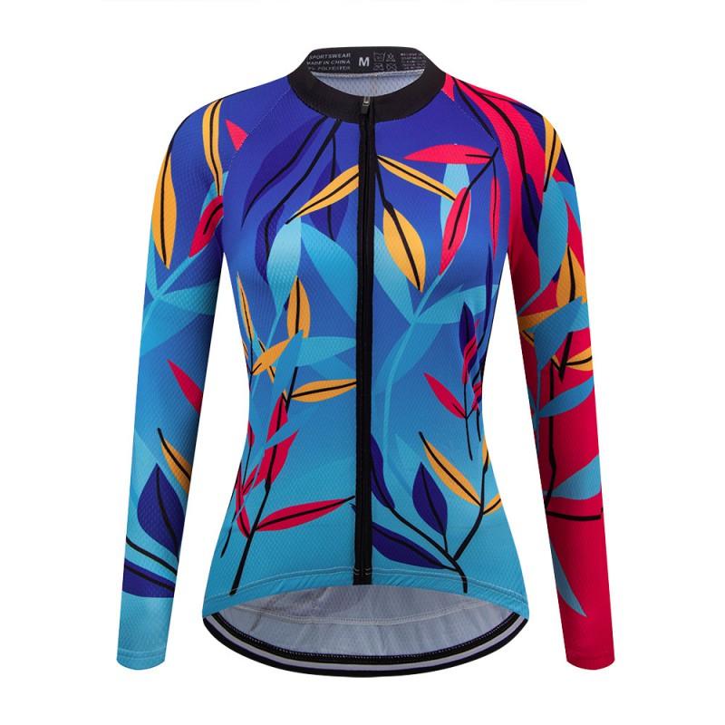 Womens Long Sleeve Cycling Jersey Breathable Quick Dry Mountain Road Bike Top