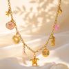 Fashion Ocean Style Boho Jewelry Starfish Turtle Heart Pendant Necklace for Women Stainless Steel Choker Necklace