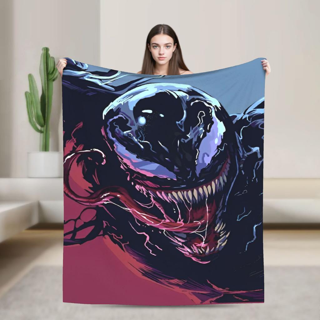 Venom Blanket  Warm Street Trend Plush Throw Blanket For Children Bedroom Flannel Bedspread Bed Cover