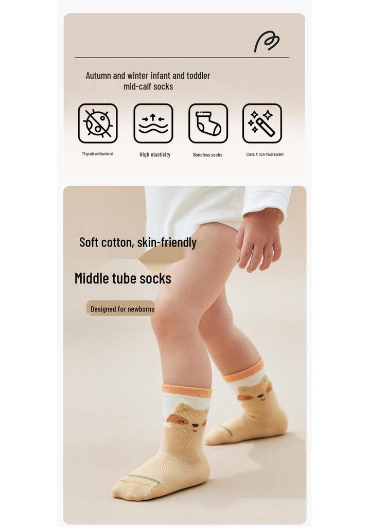 Cartoon Loose Cuff Cotton Baby Socks - Antibacterial and High Elastic for Spring/Autumn
