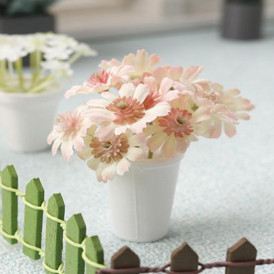 Mini Potted Plant 1:12 Scale Miniature Potted Flowers Tiny Table Centerpiece for Doll Mansion Mini Scene Decor