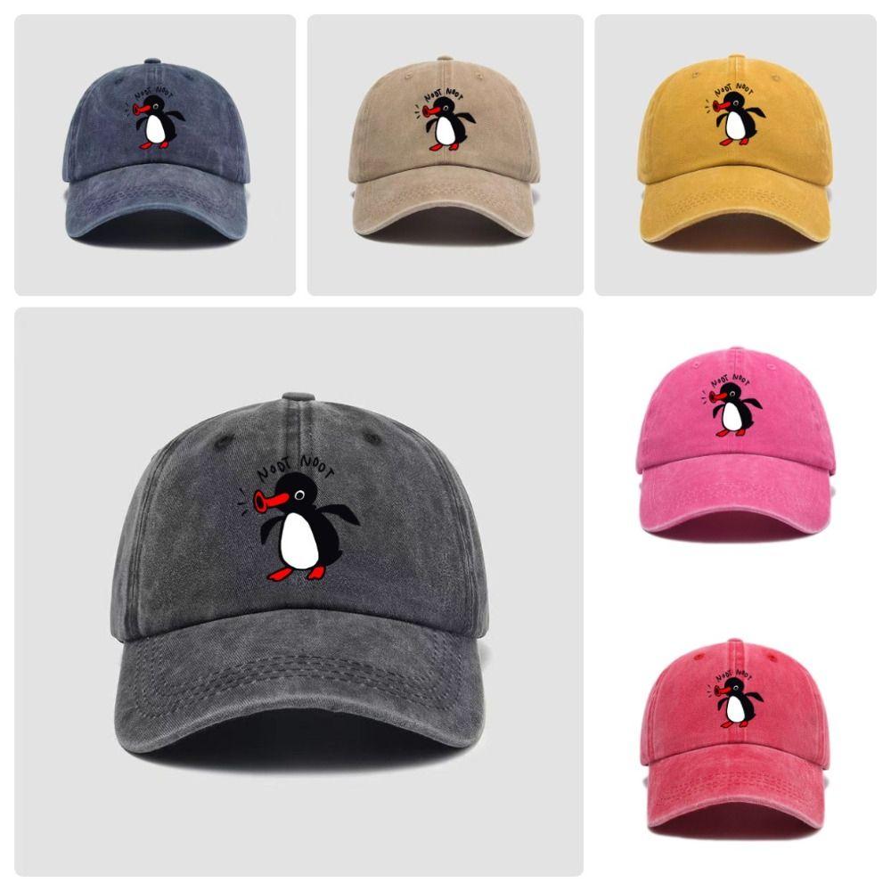 Fashion Adjustable Washed Baseball Caps Lovely Penguin Sun Protection Sun Hat Breathable Penguin Cap Sports