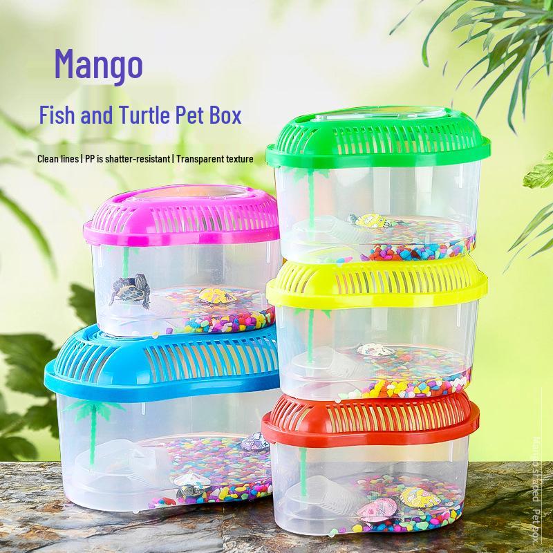 Compact Transparent Plastic Fish & Turtle Tank with Climbing Platform