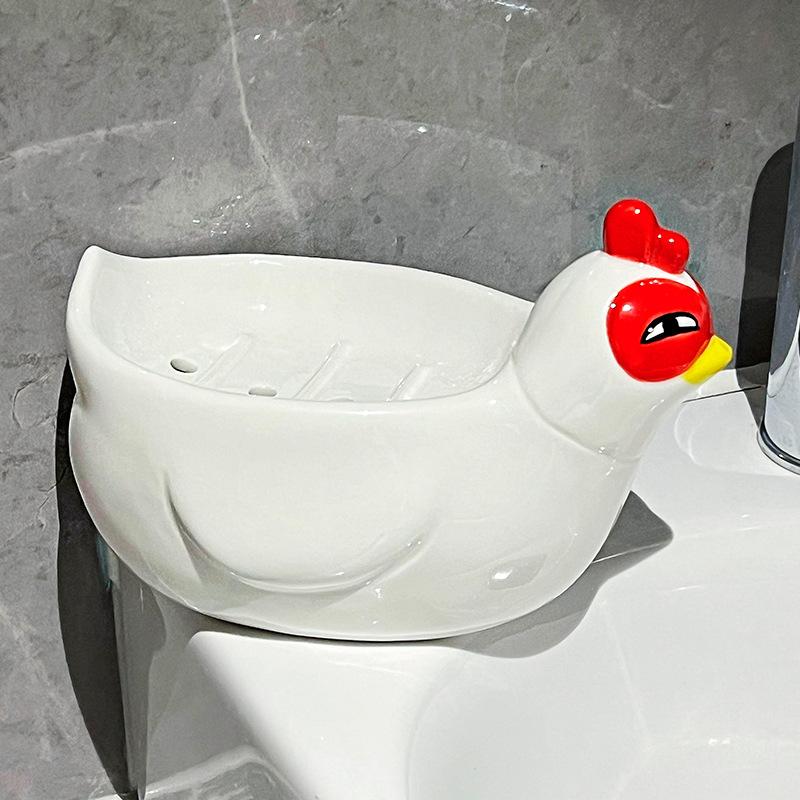

Милая керамическая мыльница в виде цыпленка, слив, дом, мультяшная, туалет, ванна, мыльница, подставка для хранения, украшение