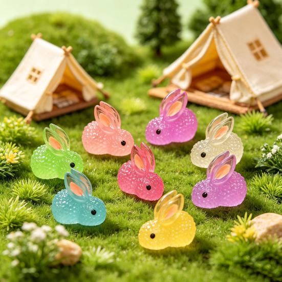Luminous Micro Landscape Rabbit Ornaments Glow in The Dark Bunny Figurines for Moss Micro-Landscapes Fish Tank Decoration DIY Accessories