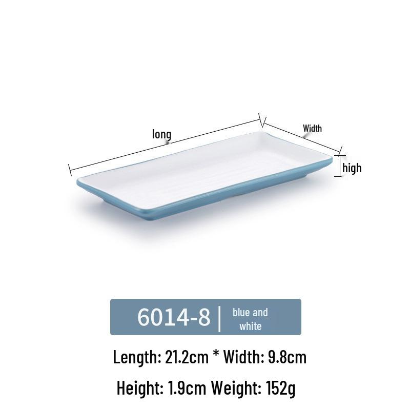 Melamine Rectangular Imitation Porcelain Plate for Hot Pot, Sushi, BBQ & Hotel Tableware.