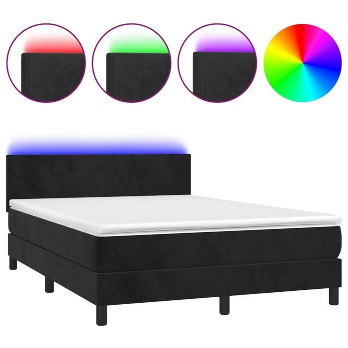 Maison Exclusive - Sommier à lattes de lit avec matelas LED Noir 140x200cm Velours