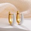 New Charm Gold Plated U Shape Hoop Earrings White Enamel Geometric Ear Hoops Female Daily Versatile Jewelry