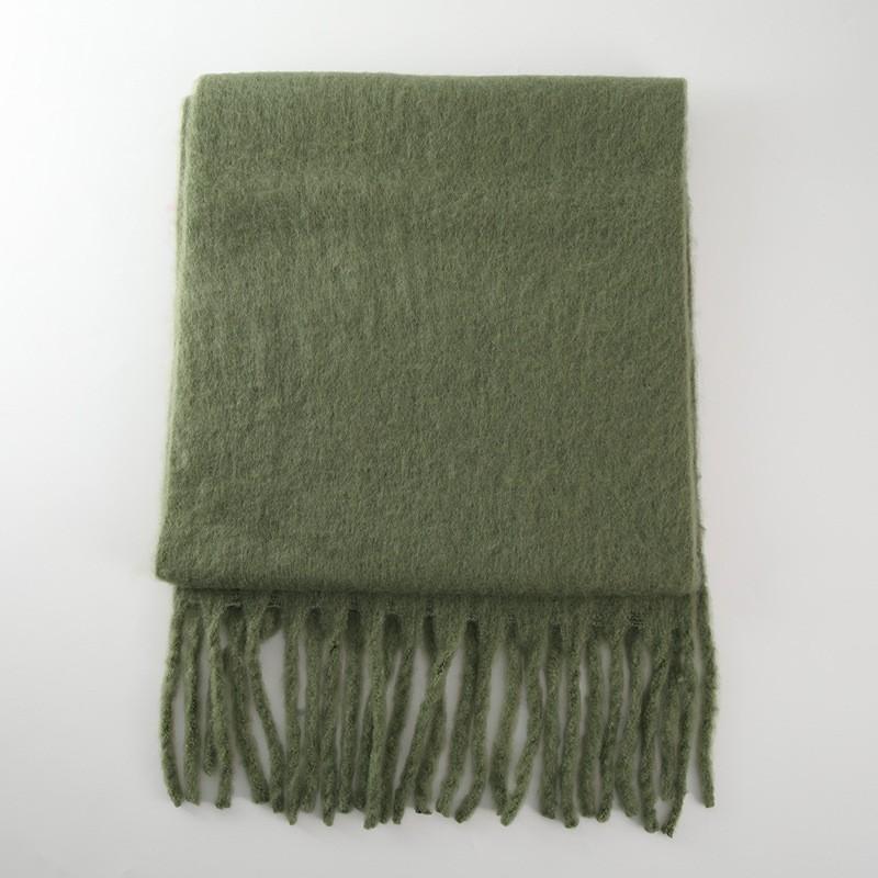 Versatile soft waxy solid color imitation cashmere fringed scarf women's winter lengthened warm thickened scarf shawl