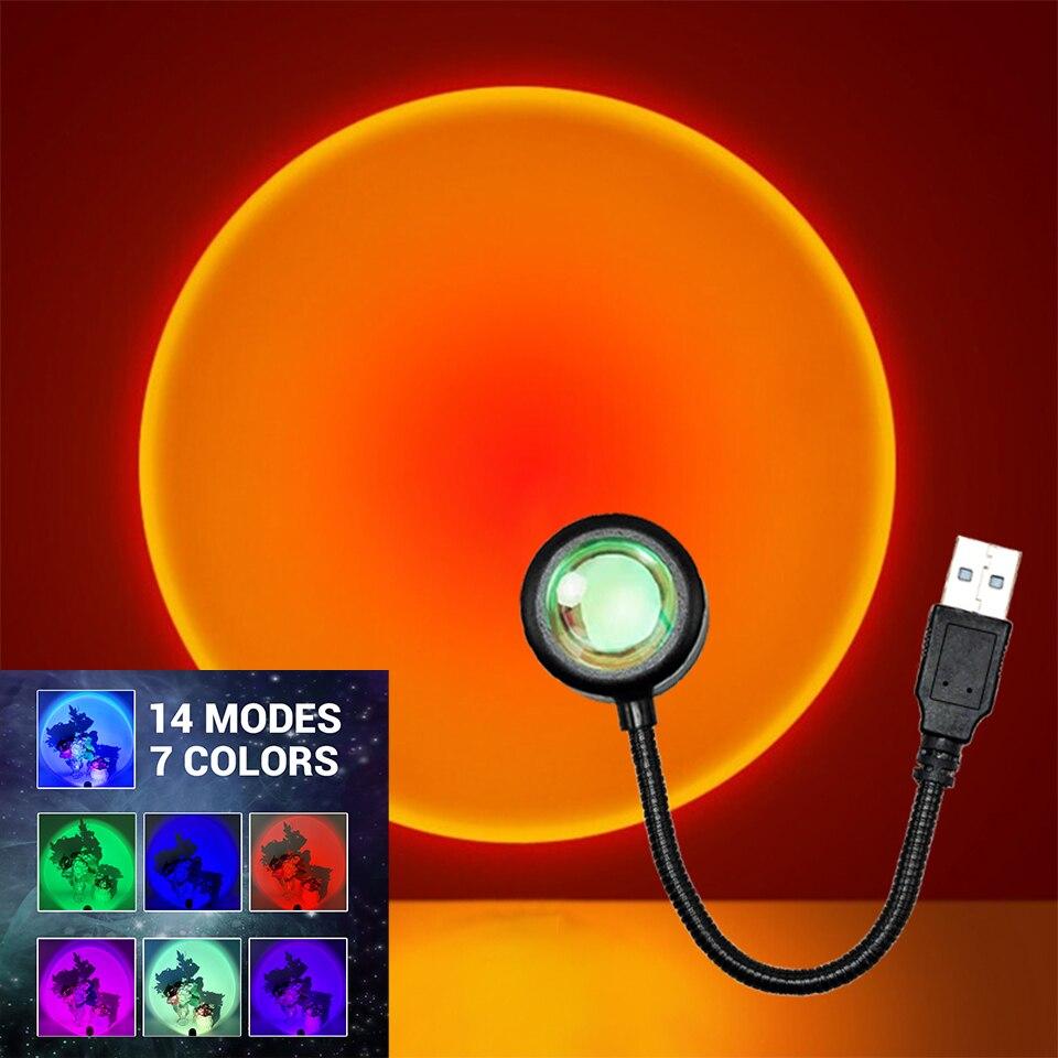 ZK40 LED Sunset Lamp Nightlights USB Projector Birthday Party Decoration Mood Lights For Bedroom Living Room Wall Photography