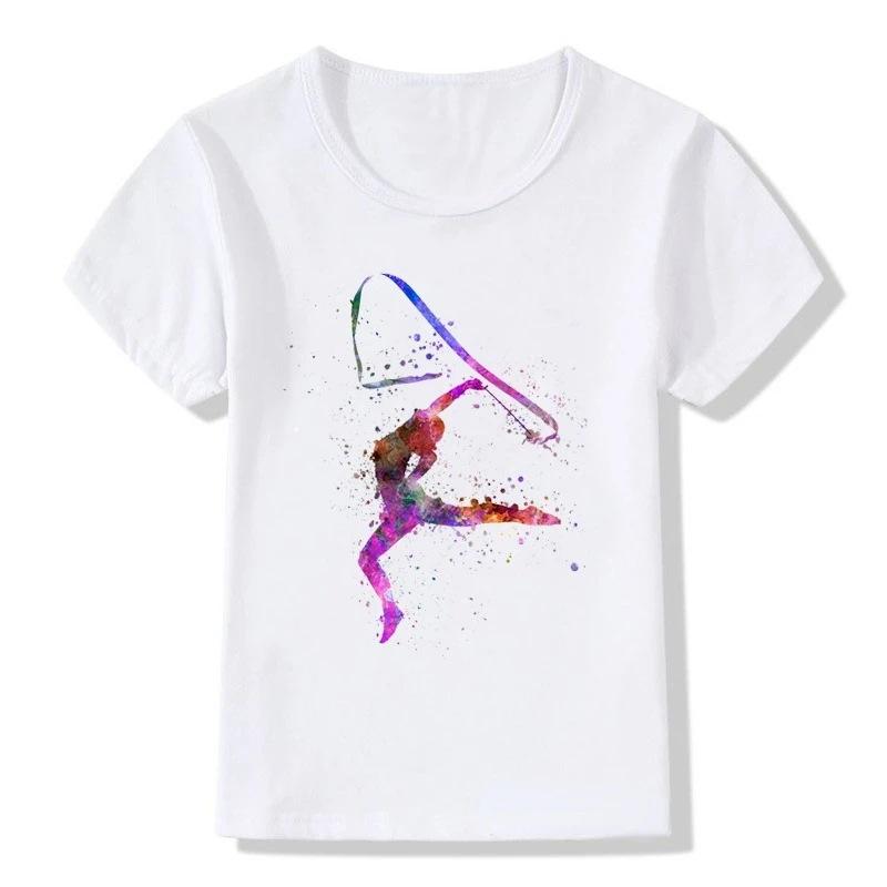Boys T-shirt Girls Kids Rhythmic Gymnastics Printed T-shirt Modal Clothing Short Sleeves Boys Clothes