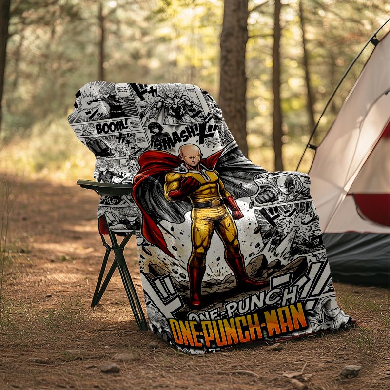 One Punch Man Print Flannel Blanket, Soft Warm Lightweight Throw Blanket for Living Room,Sofa Bed Camping Office