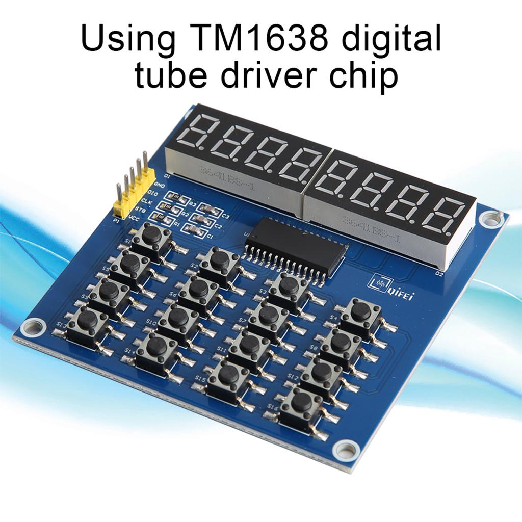 TM1638 3 Wire MCU Control 8 bit LED 16 Keys Keyboard Scanning and Display Module for Arduino