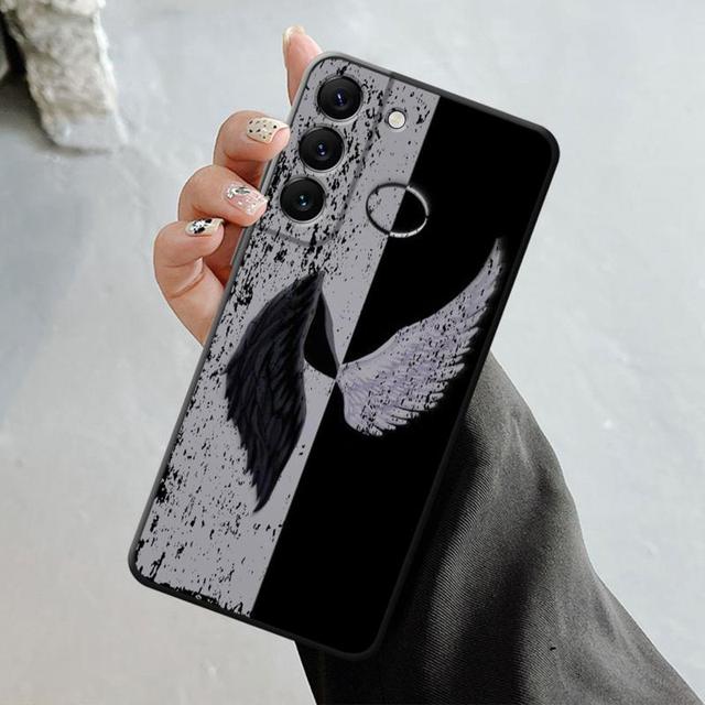 Telefon Shell Für Samsung Galaxy S23 S22 S21 S20 Fe Ultra S10 S9 S8 Plus Hinweis 20ultra 10plus Fall Abdeckung mädchen Engel Und Dämon Flügel